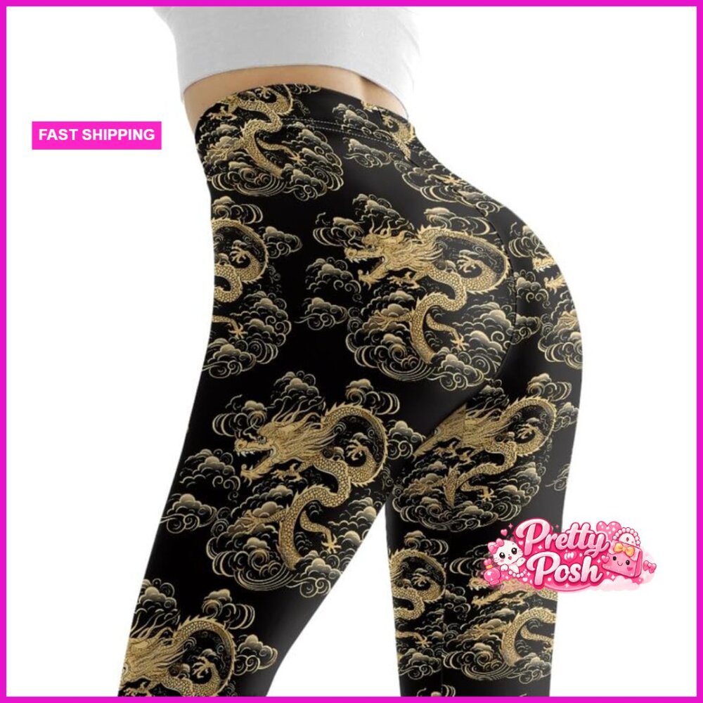 Polyester Spandex Leggings High Rise Workout Tights Stretchy - Picture 6 of 7